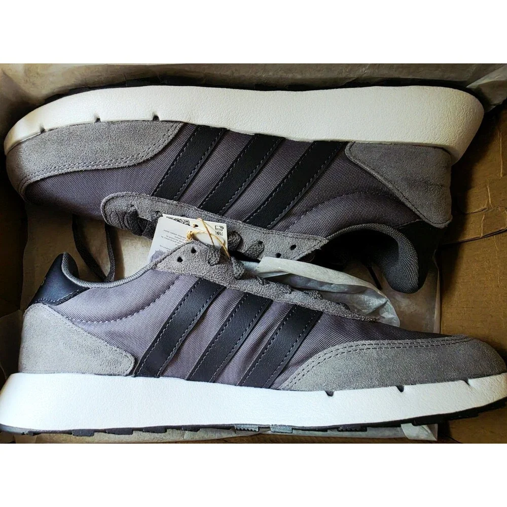 adidas Run 60s 2.0 Grey/Carbon/White Men’s Low Top Lace-Up Suede SIZE US 8.5 MEN